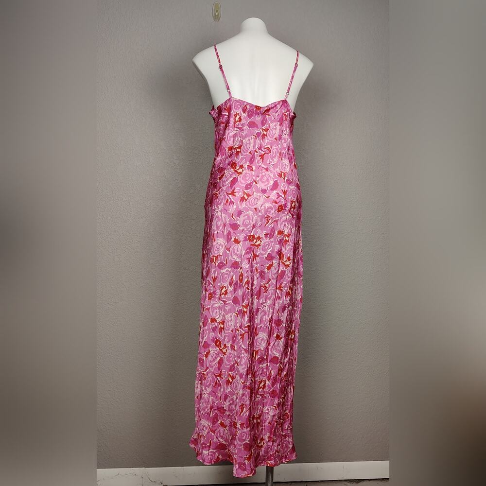 SPELL Islamorada Bias Strappy Floral Rose Cowl Neck Pink Slip Maxi Dress Large - Picture 3 of 16